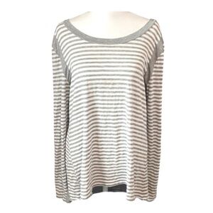 Buckle Daytrip Long Sleeve Grey & White Striped Top size women's small - hi low